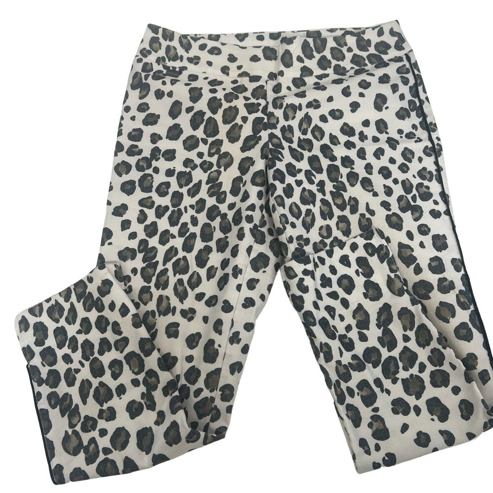 Lisette L‎ Montreal Leopard Print Stretch Pants Gray White 14